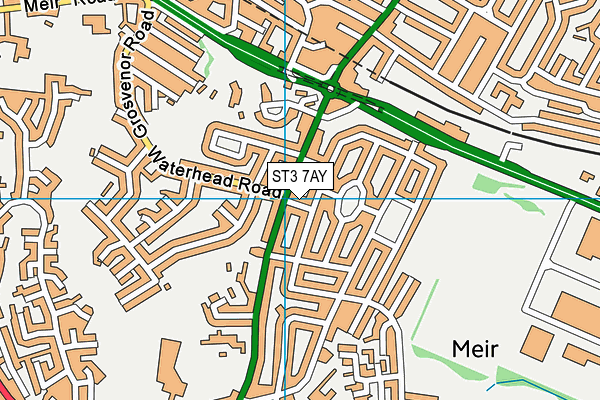 ST3 7AY map - OS VectorMap District (Ordnance Survey)