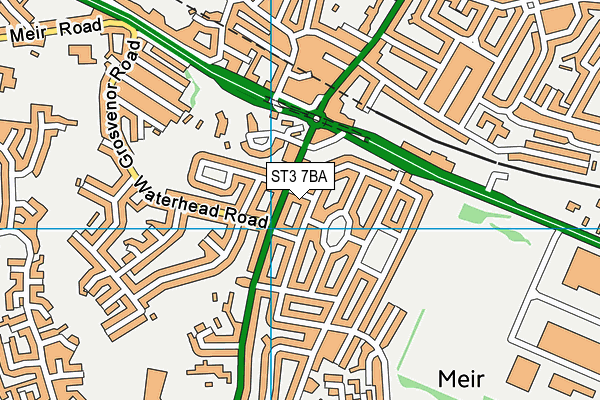 ST3 7BA map - OS VectorMap District (Ordnance Survey)