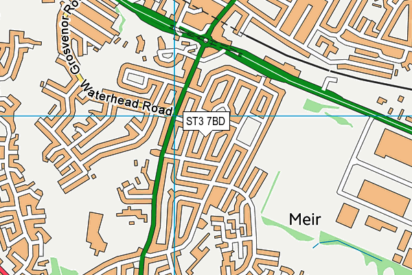 ST3 7BD map - OS VectorMap District (Ordnance Survey)