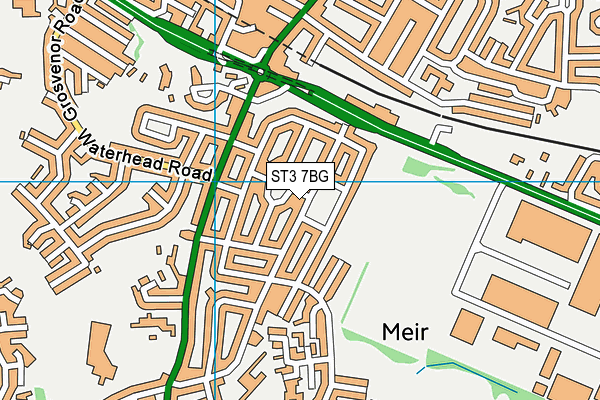 ST3 7BG map - OS VectorMap District (Ordnance Survey)