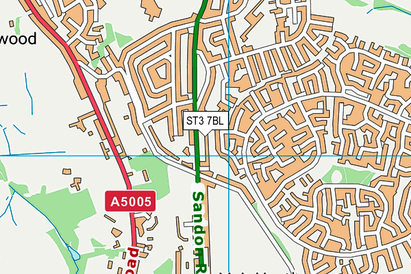 ST3 7BL map - OS VectorMap District (Ordnance Survey)