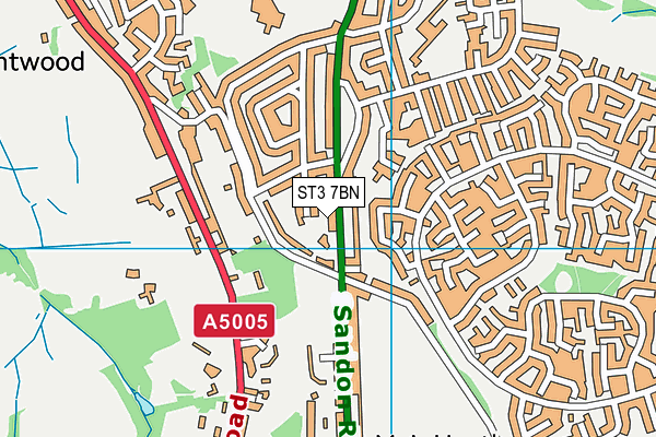 ST3 7BN map - OS VectorMap District (Ordnance Survey)