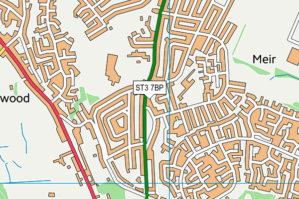 ST3 7BP map - OS VectorMap District (Ordnance Survey)