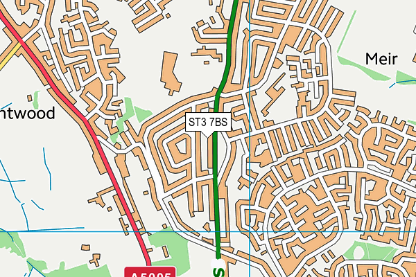 ST3 7BS map - OS VectorMap District (Ordnance Survey)