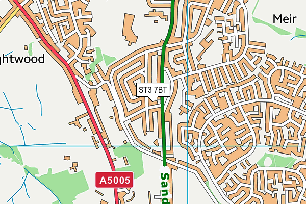 ST3 7BT map - OS VectorMap District (Ordnance Survey)