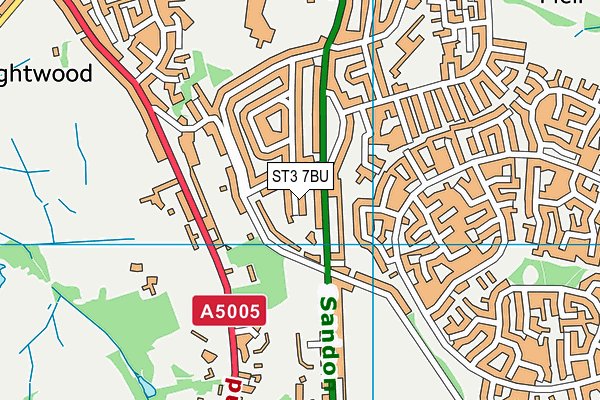 ST3 7BU map - OS VectorMap District (Ordnance Survey)