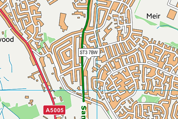 ST3 7BW map - OS VectorMap District (Ordnance Survey)