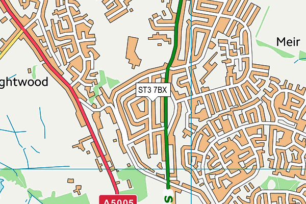 ST3 7BX map - OS VectorMap District (Ordnance Survey)