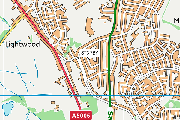 ST3 7BY map - OS VectorMap District (Ordnance Survey)