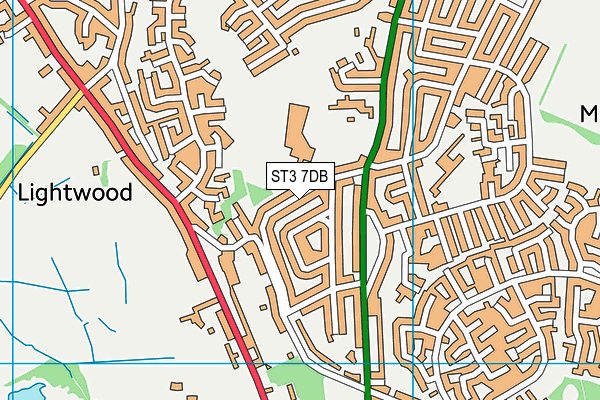 ST3 7DB map - OS VectorMap District (Ordnance Survey)