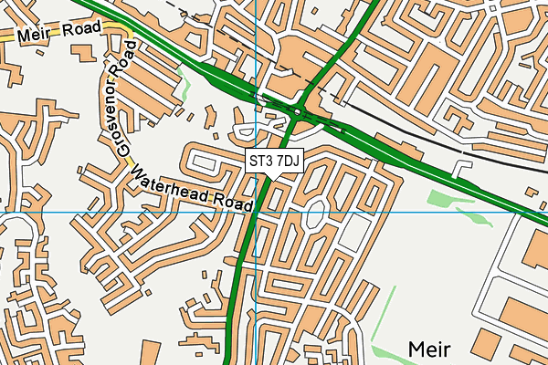 ST3 7DJ map - OS VectorMap District (Ordnance Survey)