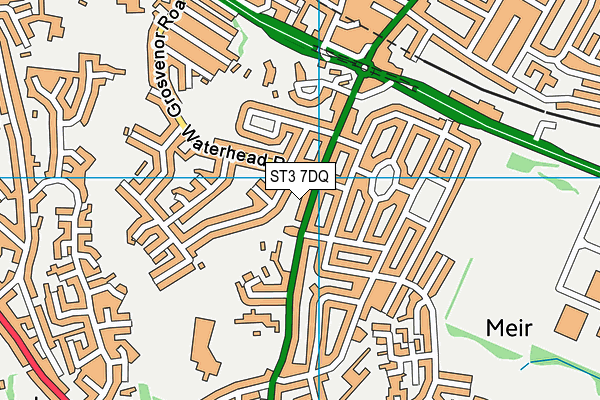 ST3 7DQ map - OS VectorMap District (Ordnance Survey)