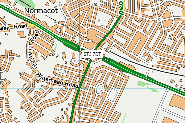 ST3 7DT map - OS VectorMap District (Ordnance Survey)