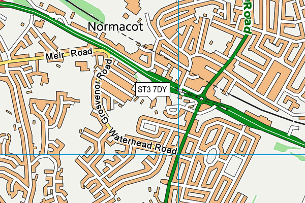 Meir Fitness Centre (Closed) map (ST3 7DY) - OS VectorMap District (Ordnance Survey)