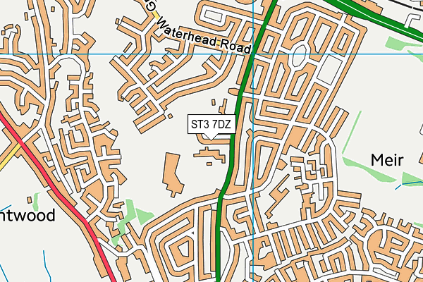 ST3 7DZ map - OS VectorMap District (Ordnance Survey)