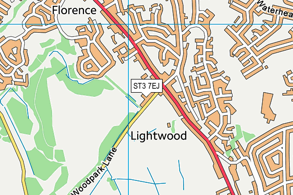 ST3 7EJ map - OS VectorMap District (Ordnance Survey)