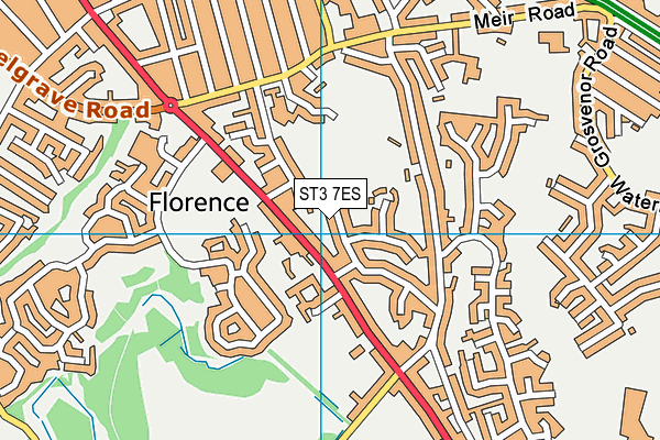 ST3 7ES map - OS VectorMap District (Ordnance Survey)