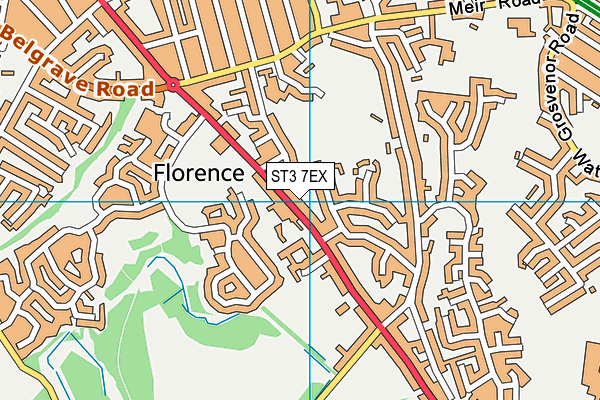 ST3 7EX map - OS VectorMap District (Ordnance Survey)