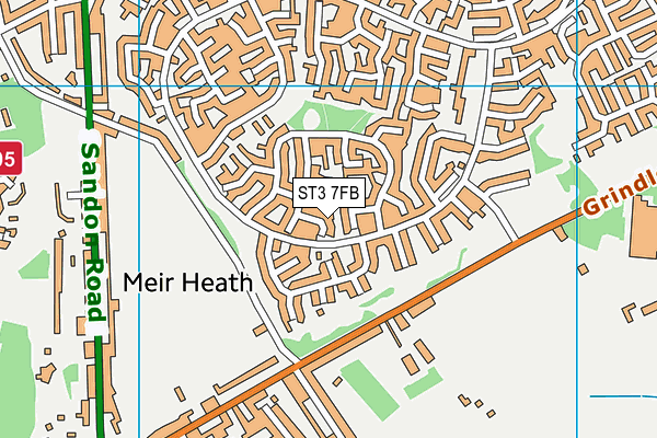 ST3 7FB map - OS VectorMap District (Ordnance Survey)