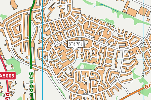 ST3 7FJ map - OS VectorMap District (Ordnance Survey)