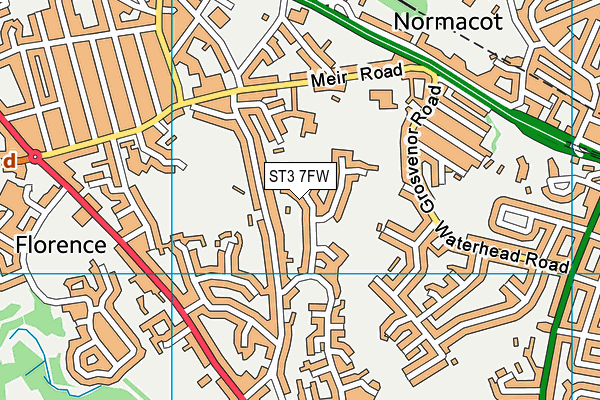 ST3 7FW map - OS VectorMap District (Ordnance Survey)