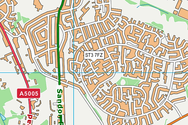 ST3 7FZ map - OS VectorMap District (Ordnance Survey)