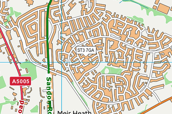 ST3 7GA map - OS VectorMap District (Ordnance Survey)