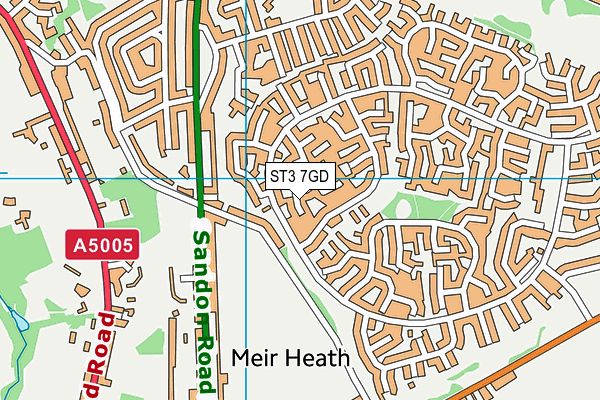 ST3 7GD map - OS VectorMap District (Ordnance Survey)