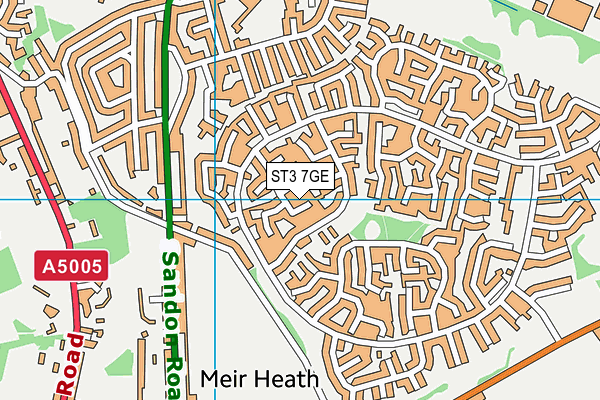 ST3 7GE map - OS VectorMap District (Ordnance Survey)