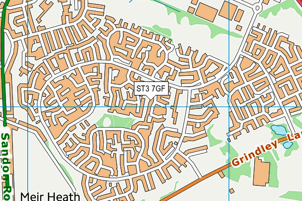 ST3 7GF map - OS VectorMap District (Ordnance Survey)