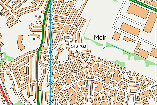ST3 7GJ map - OS VectorMap District (Ordnance Survey)