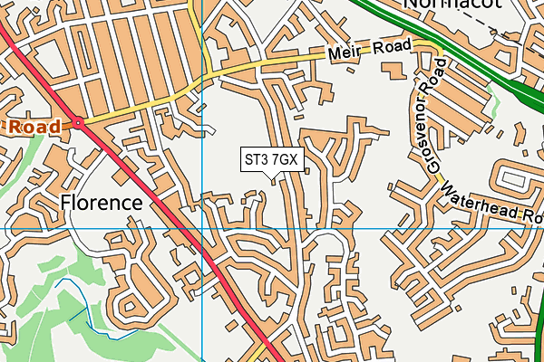 ST3 7GX map - OS VectorMap District (Ordnance Survey)