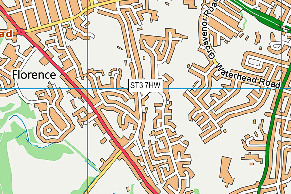 ST3 7HW map - OS VectorMap District (Ordnance Survey)