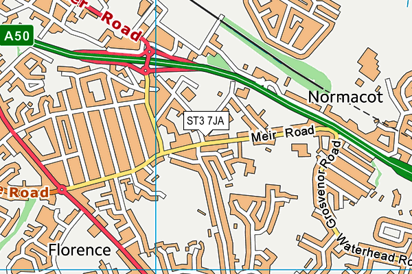 ST3 7JA map - OS VectorMap District (Ordnance Survey)