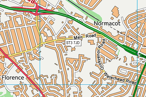 ST3 7JD map - OS VectorMap District (Ordnance Survey)