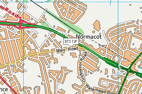 ST3 7JF map - OS VectorMap District (Ordnance Survey)