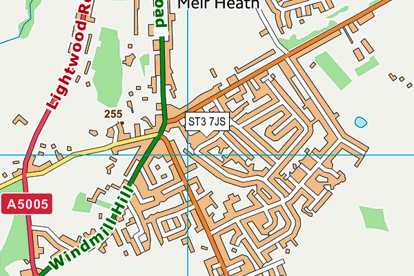 ST3 7JS map - OS VectorMap District (Ordnance Survey)