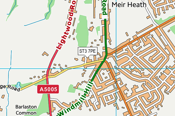 ST3 7PE map - OS VectorMap District (Ordnance Survey)