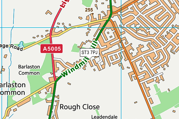 ST3 7PJ map - OS VectorMap District (Ordnance Survey)