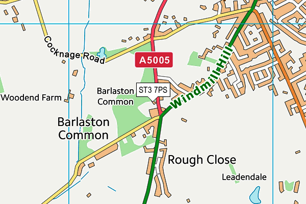 ST3 7PS map - OS VectorMap District (Ordnance Survey)