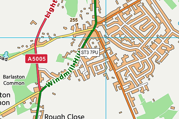 ST3 7PU map - OS VectorMap District (Ordnance Survey)