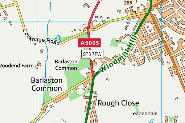 ST3 7PW map - OS VectorMap District (Ordnance Survey)