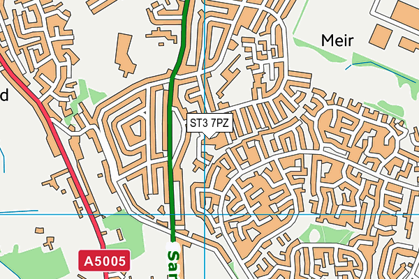 ST3 7PZ map - OS VectorMap District (Ordnance Survey)