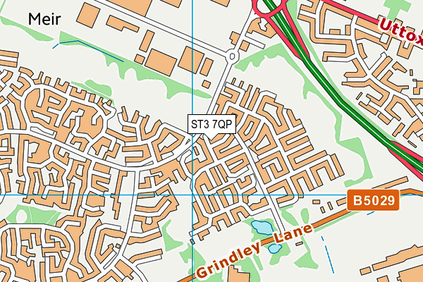 ST3 7QP map - OS VectorMap District (Ordnance Survey)