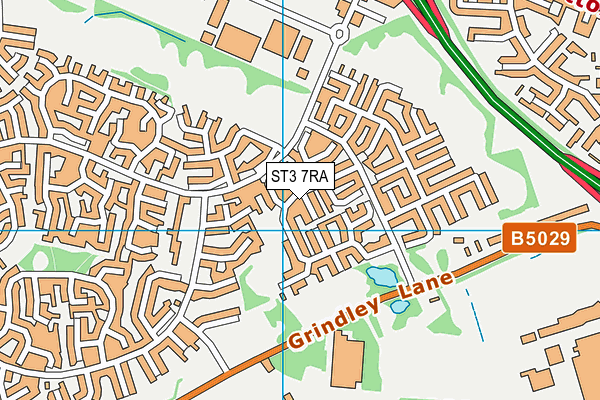 ST3 7RA map - OS VectorMap District (Ordnance Survey)