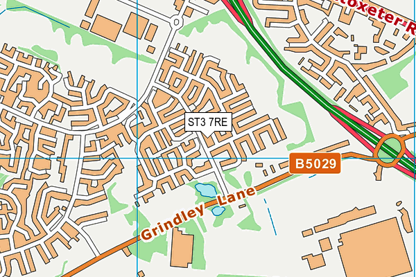 ST3 7RE map - OS VectorMap District (Ordnance Survey)
