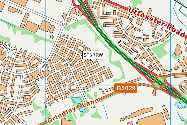 ST3 7RW map - OS VectorMap District (Ordnance Survey)