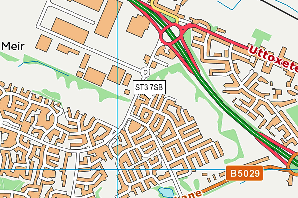 ST3 7SB map - OS VectorMap District (Ordnance Survey)