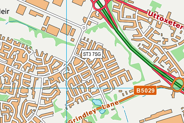 ST3 7SG map - OS VectorMap District (Ordnance Survey)