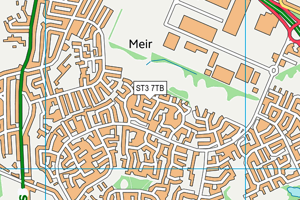 ST3 7TB map - OS VectorMap District (Ordnance Survey)